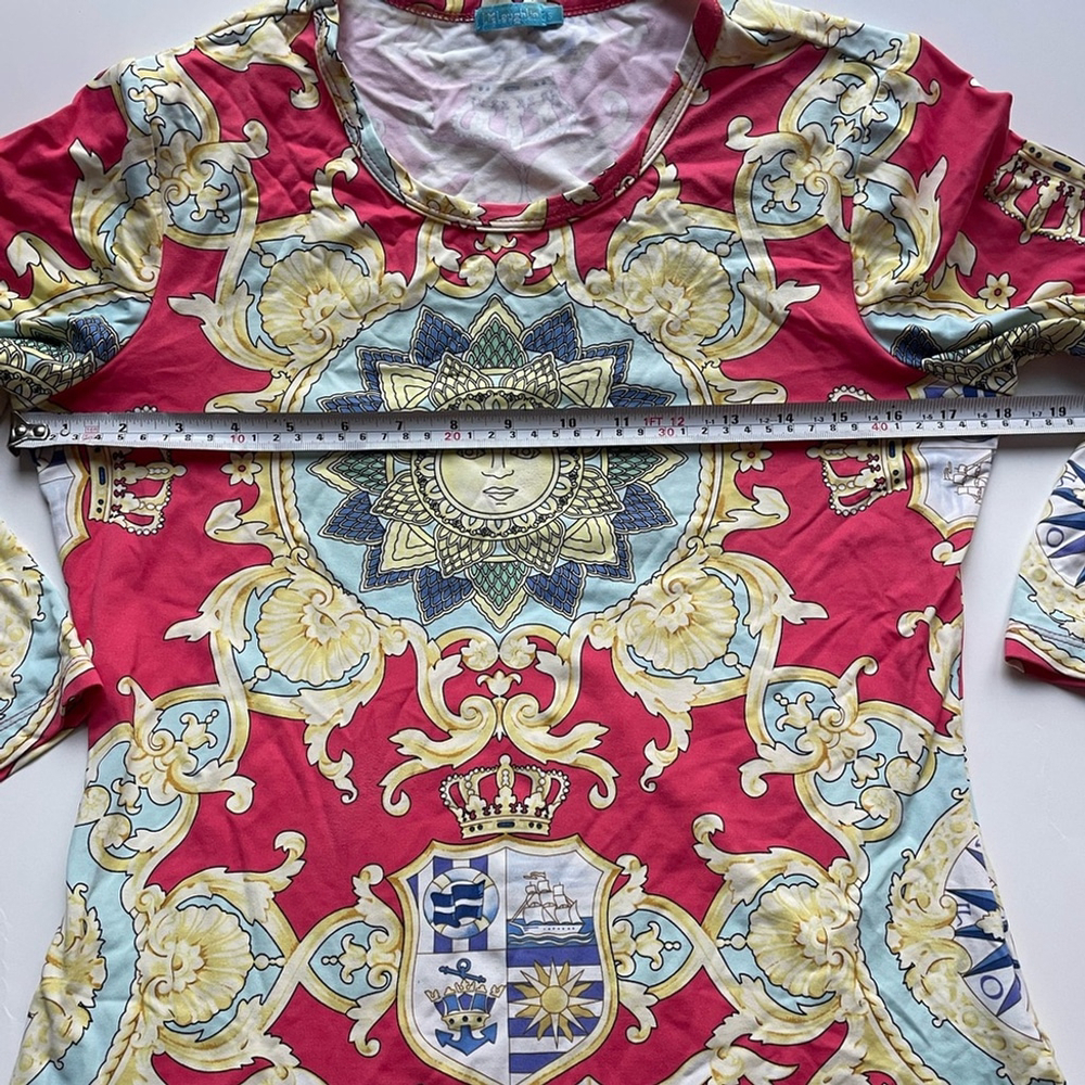 j . McLaughlin Baroque Sun Motif Bodycon Top Size Small - Picture 4 of 8